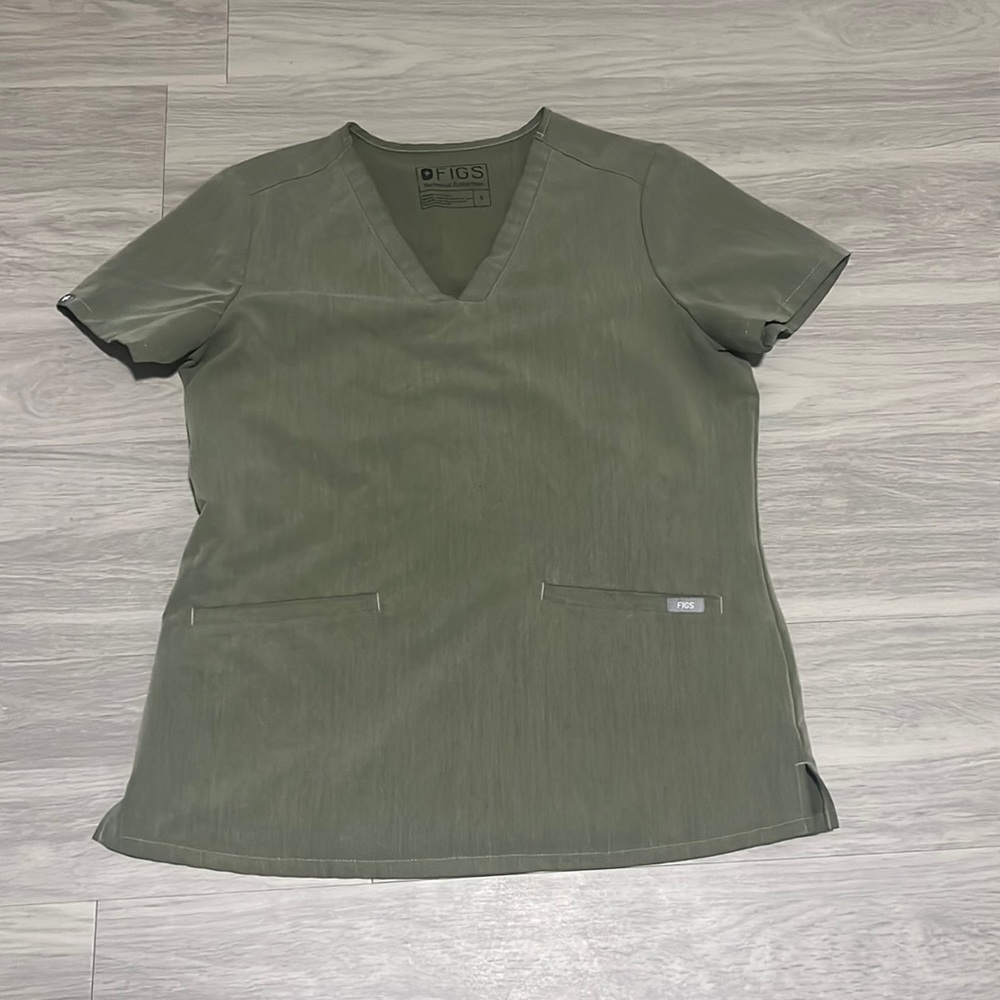 Heathered Olive scrub top
